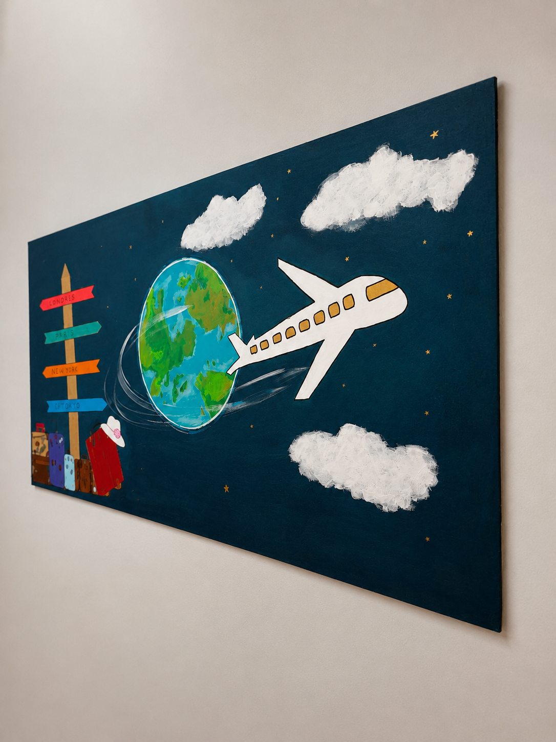Toile peinte : voyage autour du monde